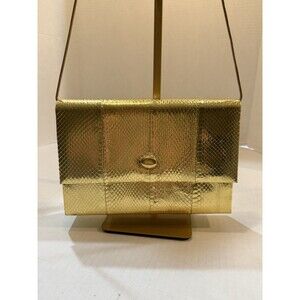 Vintage Vanna White Gold Snake Leather Crossbody Purse Hard To Find